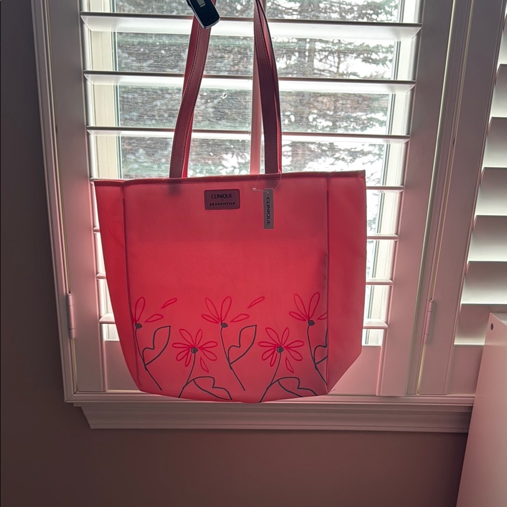 Charming Pink Tote with Floral Accents
